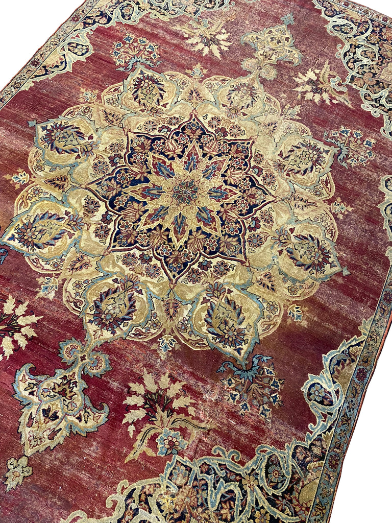 6.6 x 10.4 Antique Persian Kermanshah Rug WORN #F-6658