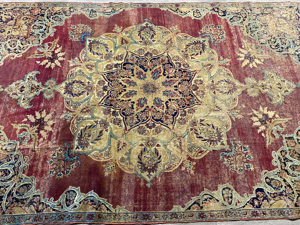 6.6 x 10.4 Antique Persian Kermanshah Rug WORN #F-6658