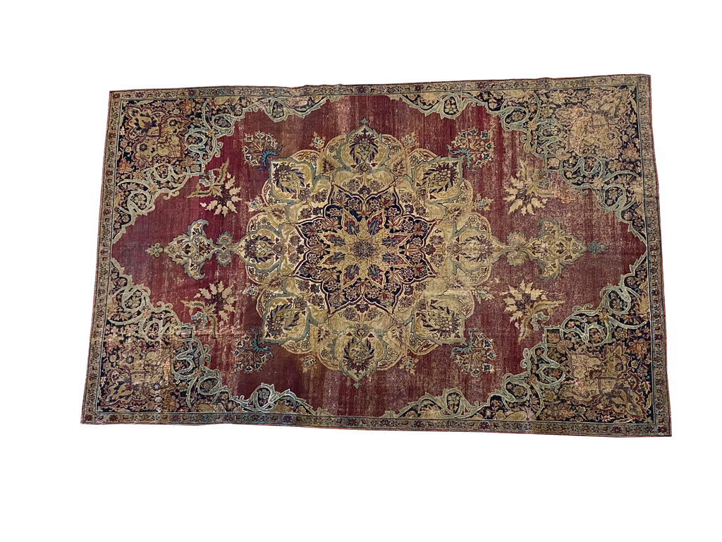 6.6 x 10.4 Antique Persian Kermanshah Rug WORN #F-6658
