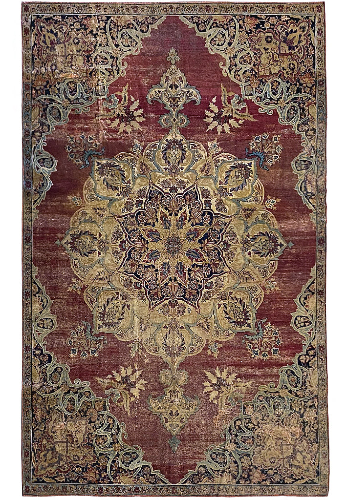 6.6 x 10.4 Antique Persian Kermanshah Rug WORN #F-6658