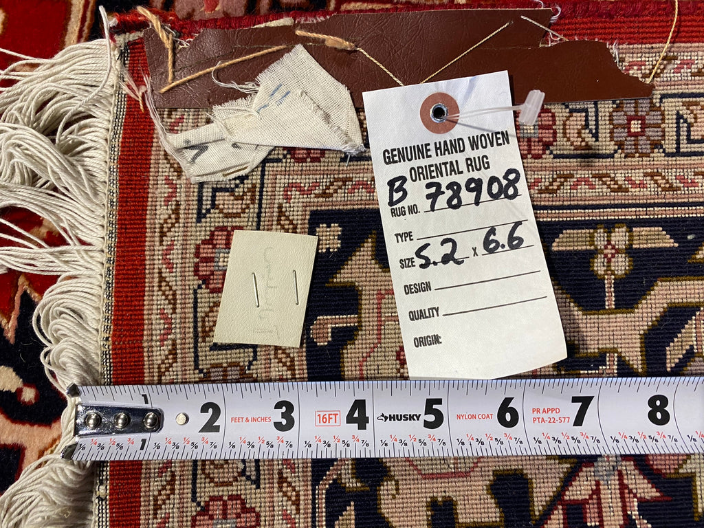 5.2 x 6.6 Authentic FINE Persian Tabriz Rug Wool and Silk 400 KPSI #B-78908