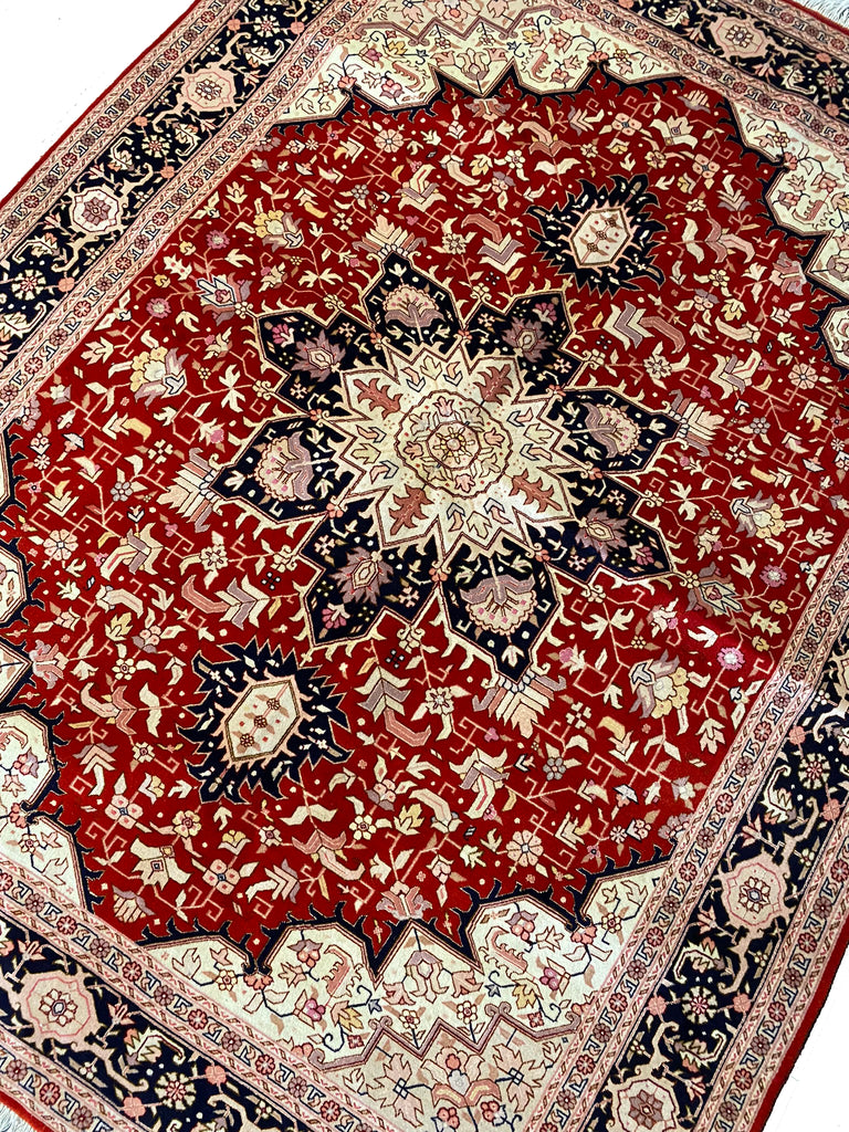 5.2 x 6.6 Authentic FINE Persian Tabriz Rug Wool and Silk 400 KPSI #B-78908