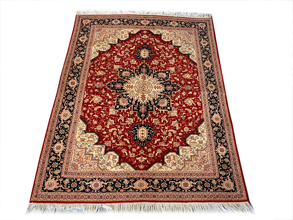5.2 x 6.6 Authentic FINE Persian Tabriz Rug Wool and Silk 400 KPSI #B-78908