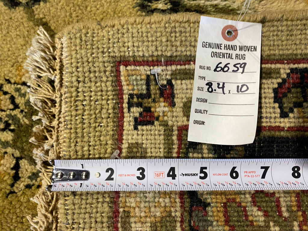 8.4 x 10 New Handmade Wool Jaipour Rug GREEN BLACK #F-6659