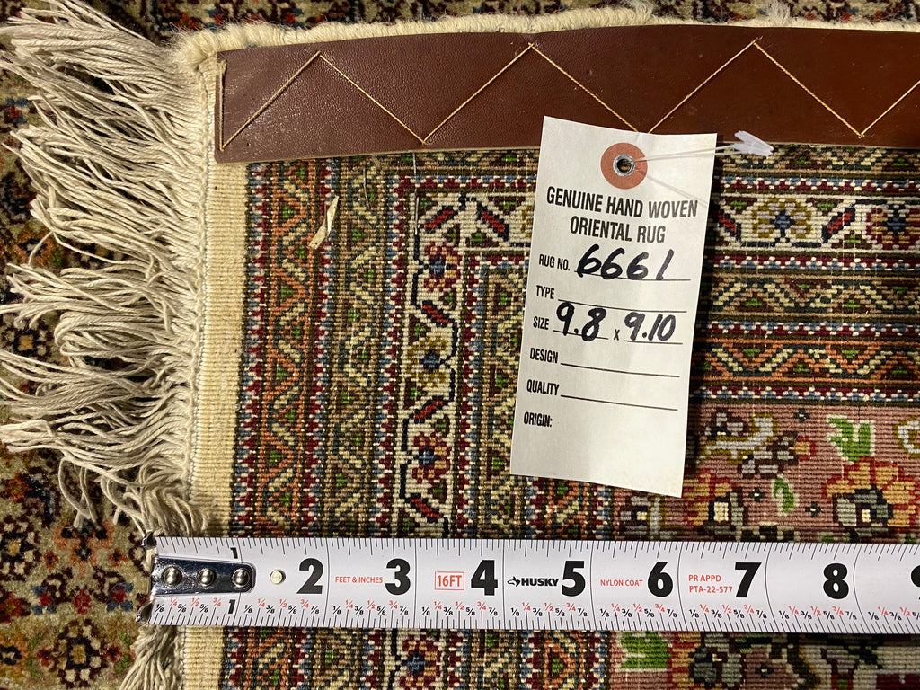 9.8 x 9.10 Pre-owned Persian Wool and Silk Tabriz Mahi Rug 400 KPSI #F-6661