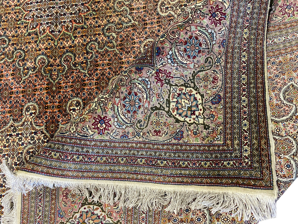 9.8 x 9.10 Pre-owned Persian Wool and Silk Tabriz Mahi Rug 400 KPSI #F-6661