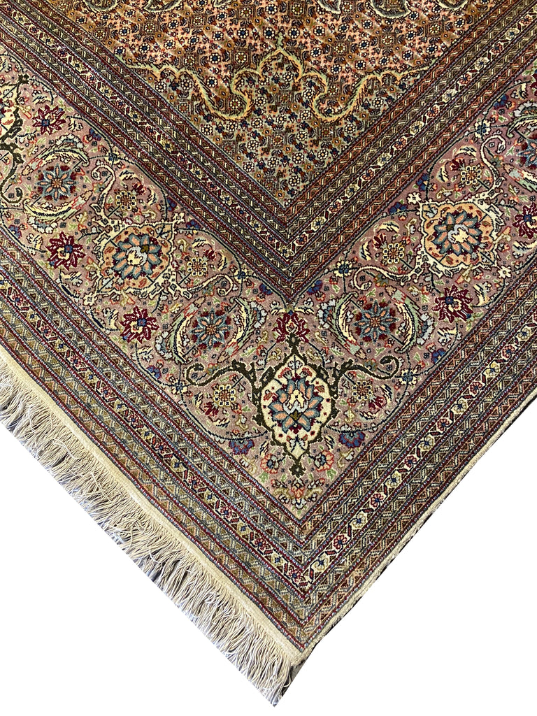 9.8 x 9.10 Pre-owned Persian Wool and Silk Tabriz Mahi Rug 400 KPSI #F-6661