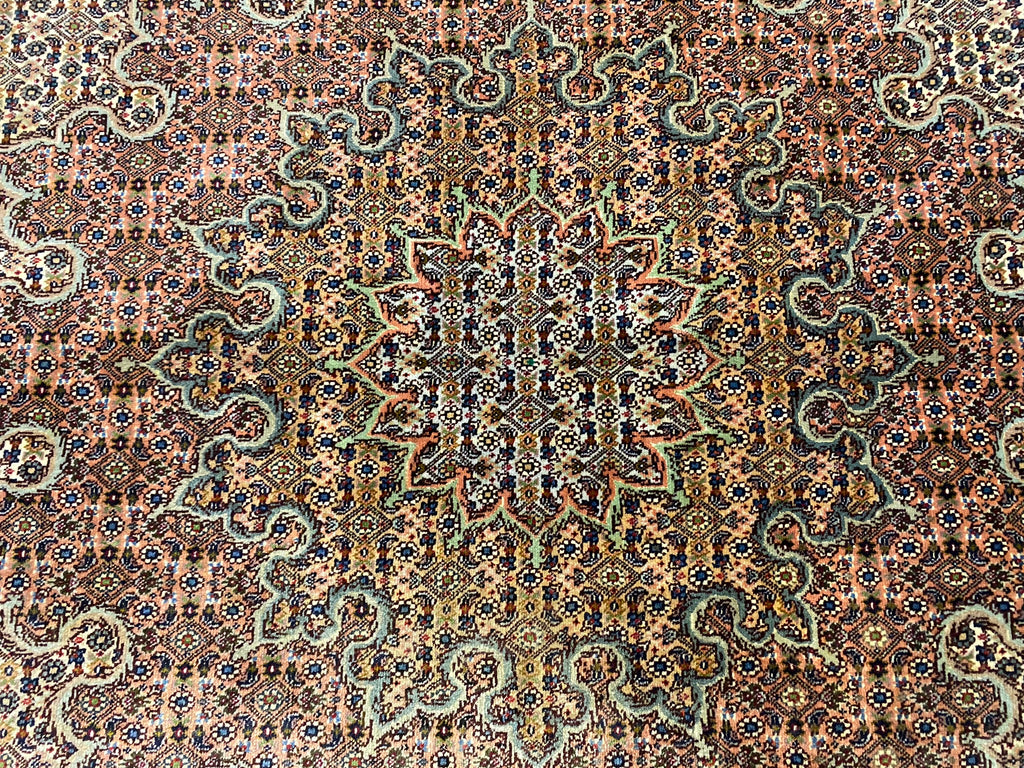 9.8 x 9.10 Pre-owned Persian Wool and Silk Tabriz Mahi Rug 400 KPSI #F-6661