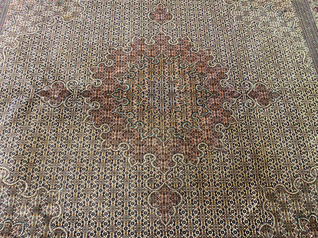 9.8 x 9.10 Pre-owned Persian Wool and Silk Tabriz Mahi Rug 400 KPSI #F-6661