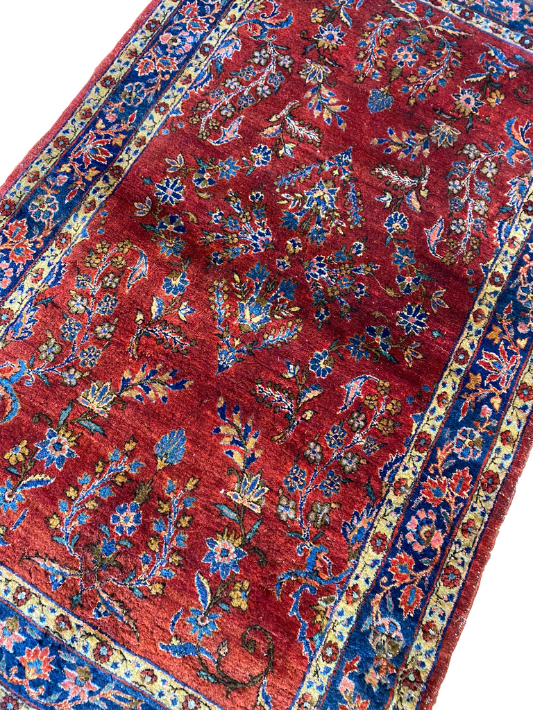 3.3 x 5.4 Antique Persian Sarouk Mohajeran 1930's #F-6664
