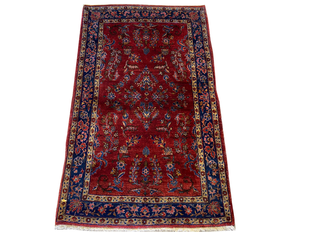 3.3 x 5.4 Antique Persian Sarouk Mohajeran 1930's #F-6664