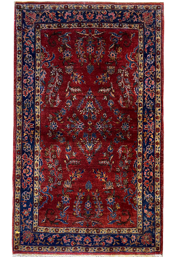 3.3 x 5.4 Antique Persian Sarouk Mohajeran 1930's #F-6664