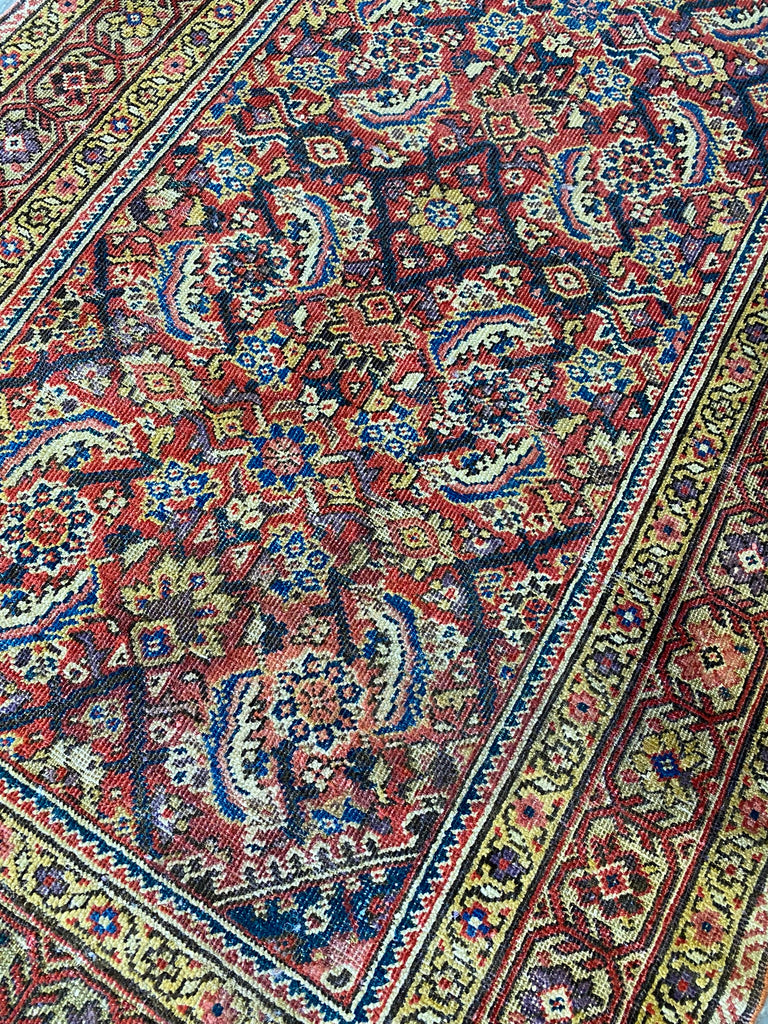 16' Feet Long Antique Persian Herati Runner 1950's #F-6665
