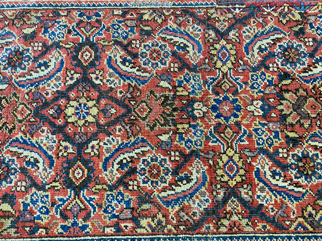 16' Feet Long Antique Persian Herati Runner 1950's #F-6665