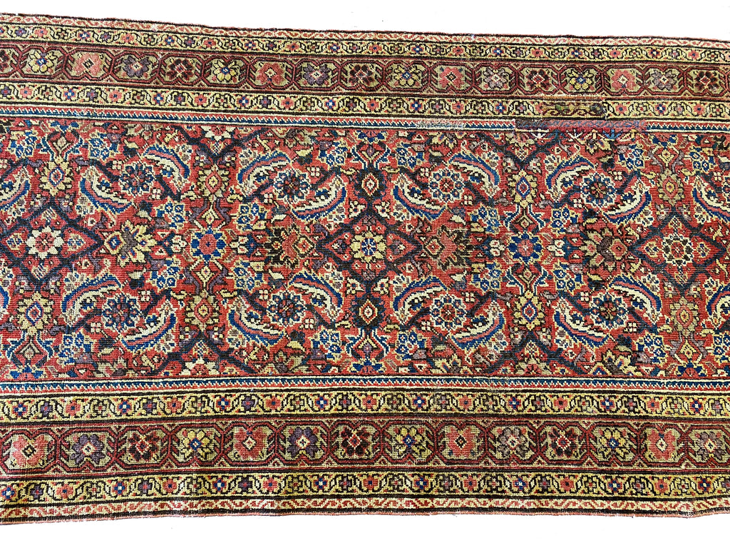 16' Feet Long Antique Persian Herati Runner 1950's #F-6665