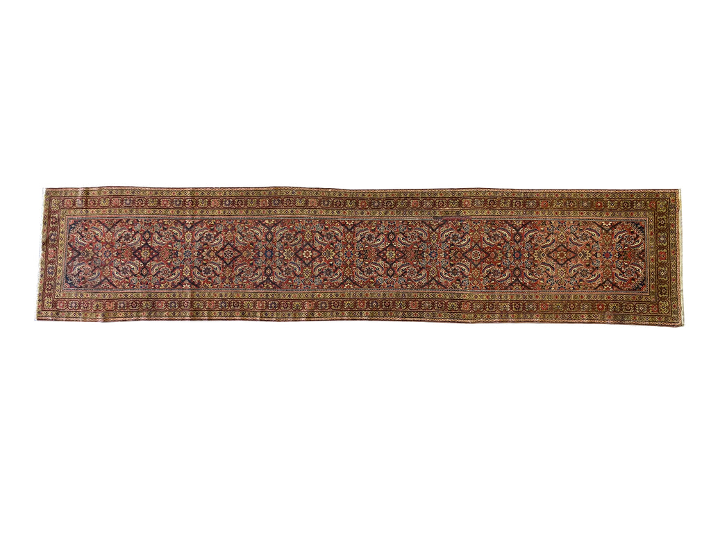 16' Feet Long Antique Persian Herati Runner 1950's #F-6665