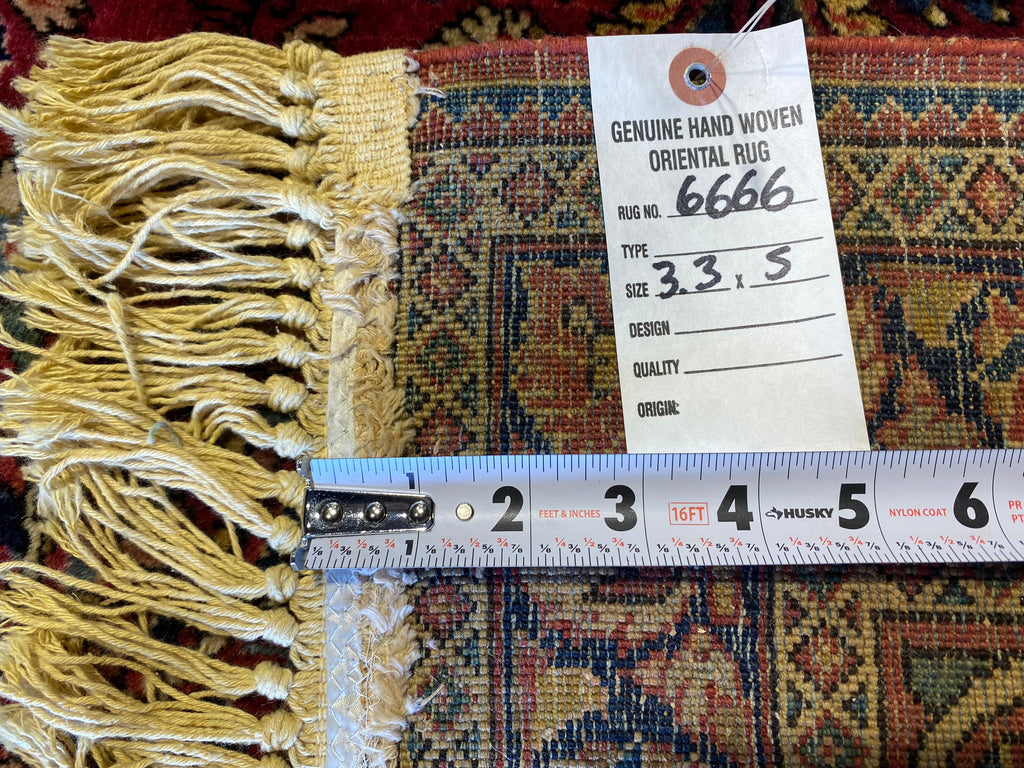 3.3 x 5 antique Persian Sarouk Rug 1930's #F-6666