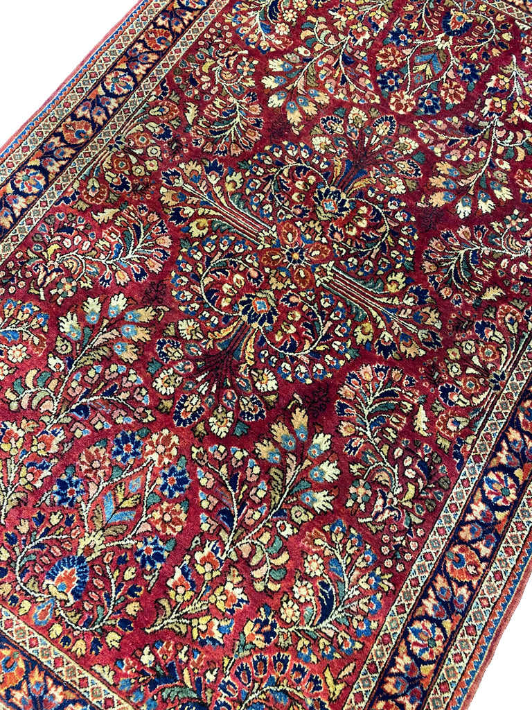 3.3 x 5 antique Persian Sarouk Rug 1930's #F-6666