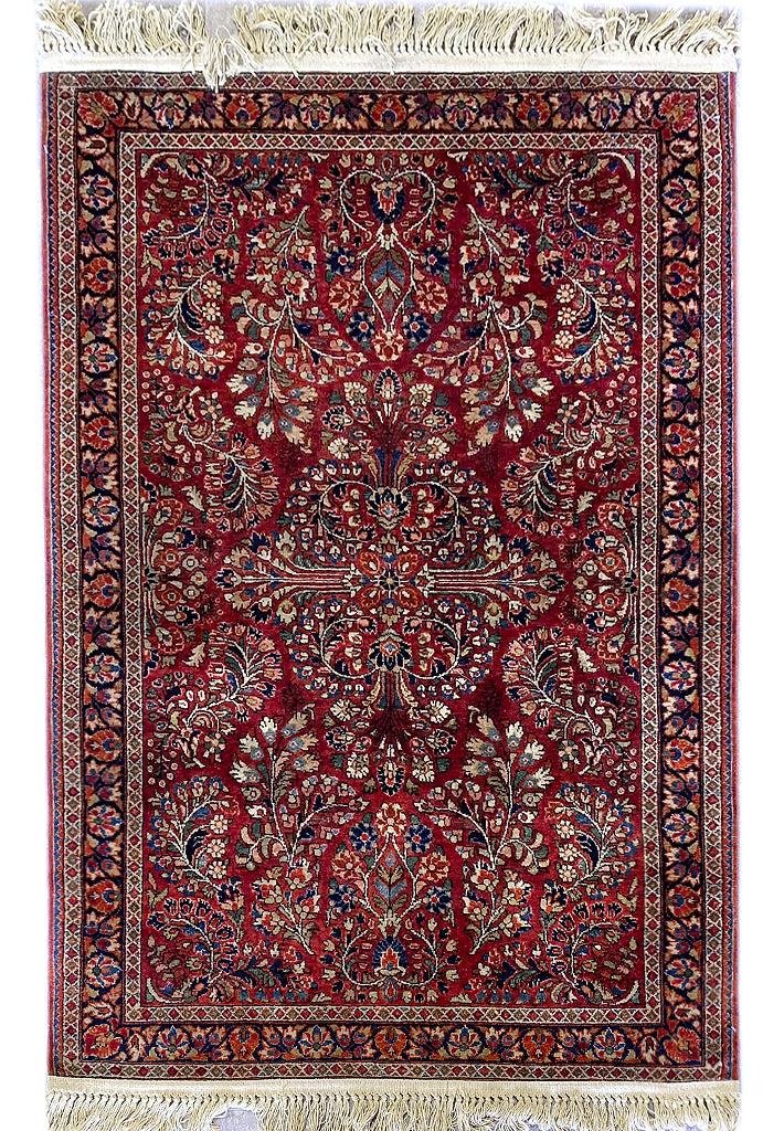 3.3 x 5 antique Persian Sarouk Rug 1930's #F-6666