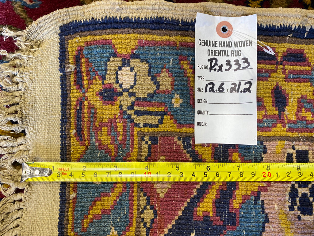 12.6 x 21.2 Antique Handmade Armenian Soltanabad Large Rug #PIX-333