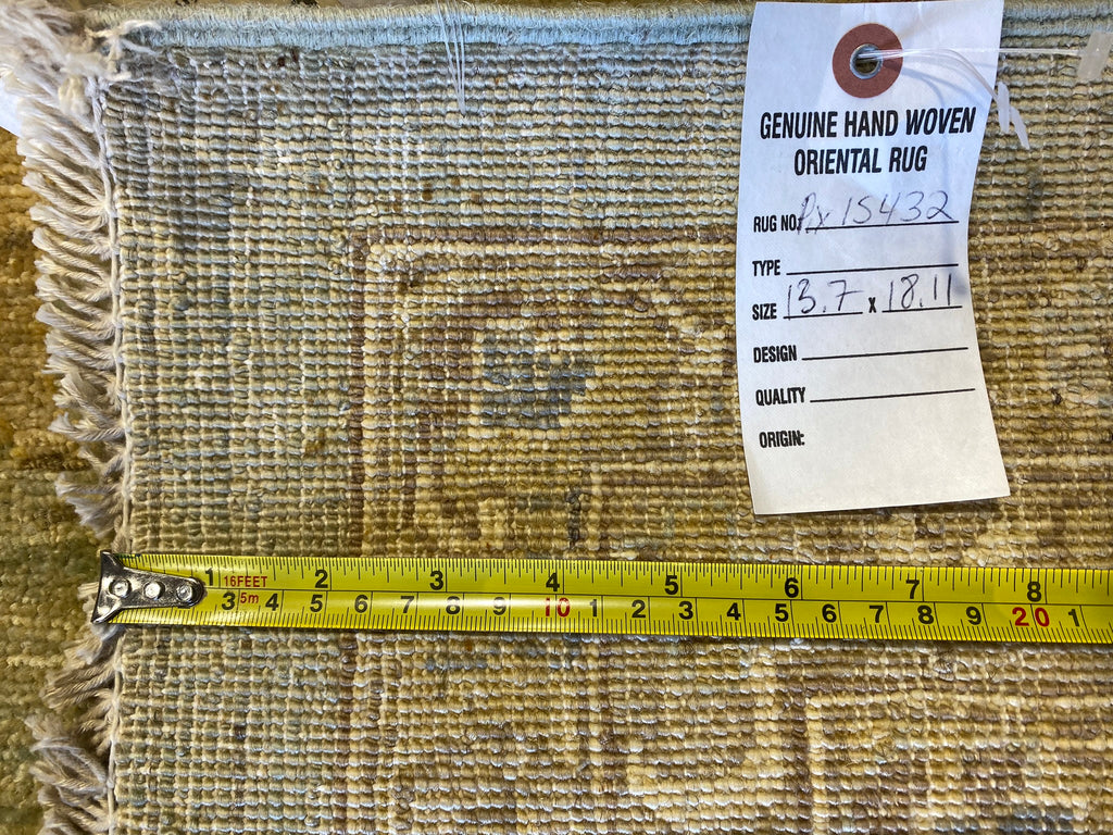 13.7 x 18.11 LIGHTGREEN Neutral Chobi Peshawar Rug Ziglar Oversize Carpet #PIX-15432