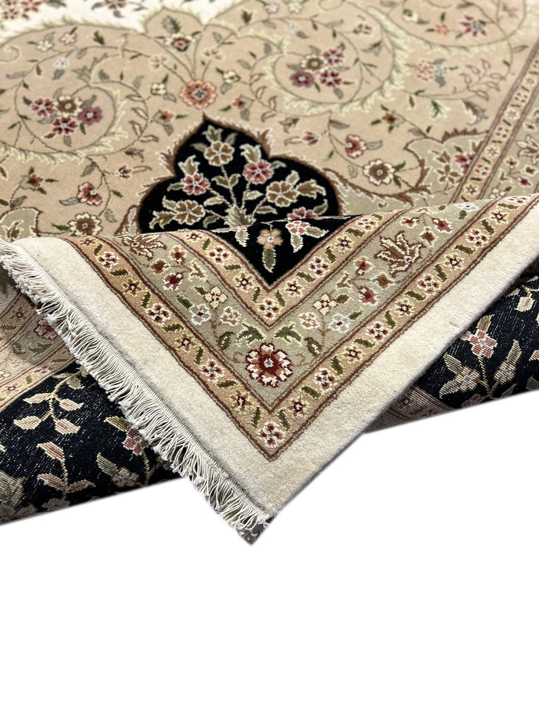 12.5 x 18 Large Ivory Silk & Wool Tabriz Rug 5844