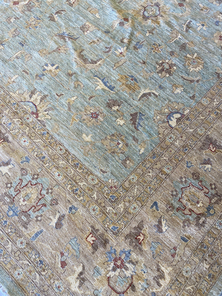 13.7 x 18.11 LIGHTGREEN Neutral Chobi Peshawar Rug Ziglar Oversize Carpet #PIX-15432