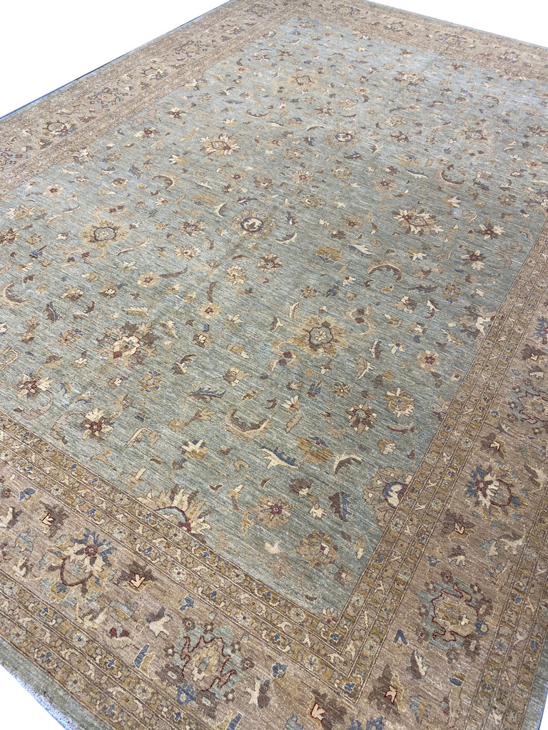 13.7 x 18.11 LIGHTGREEN Neutral Chobi Peshawar Rug Ziglar Oversize Carpet #PIX-15432