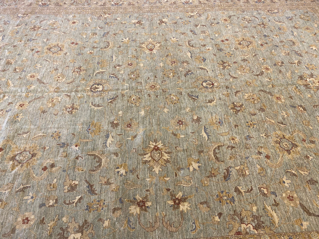 13.7 x 18.11 LIGHTGREEN Neutral Chobi Peshawar Rug Ziglar Oversize Carpet #PIX-15432