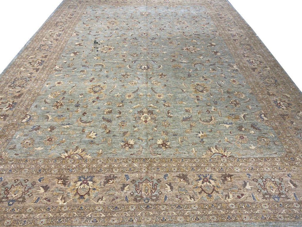 13.7 x 18.11 LIGHTGREEN Neutral Chobi Peshawar Rug Ziglar Oversize Carpet #PIX-15432