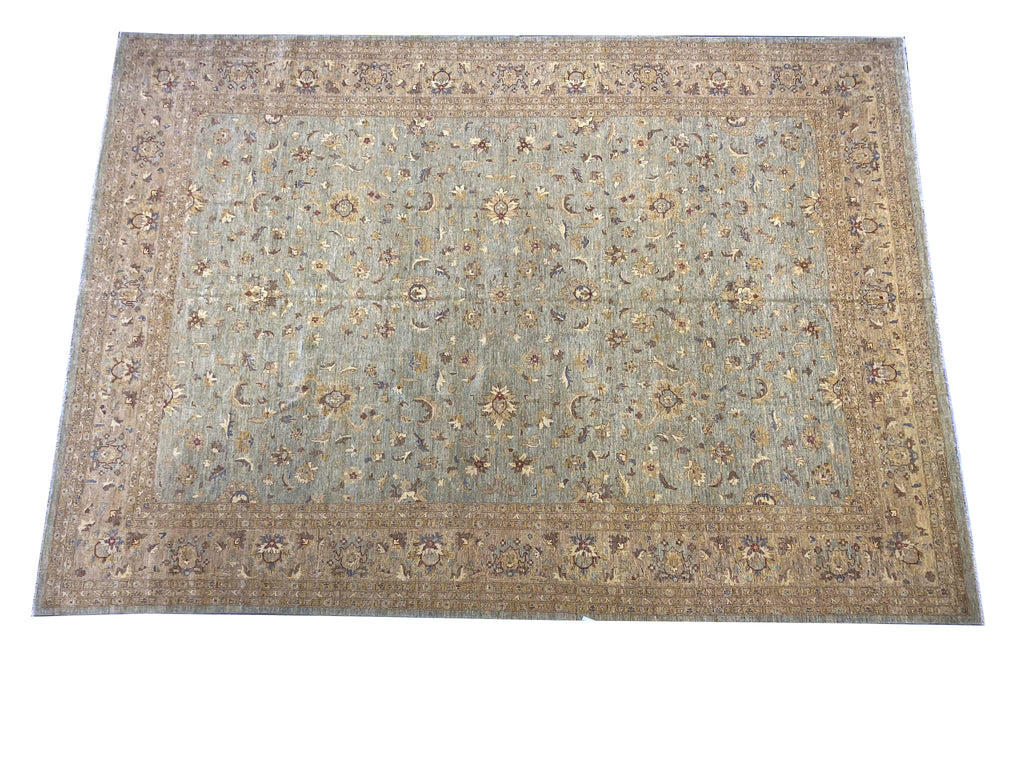 13.7 x 18.11 LIGHTGREEN Neutral Chobi Peshawar Rug Ziglar Oversize Carpet #PIX-15432