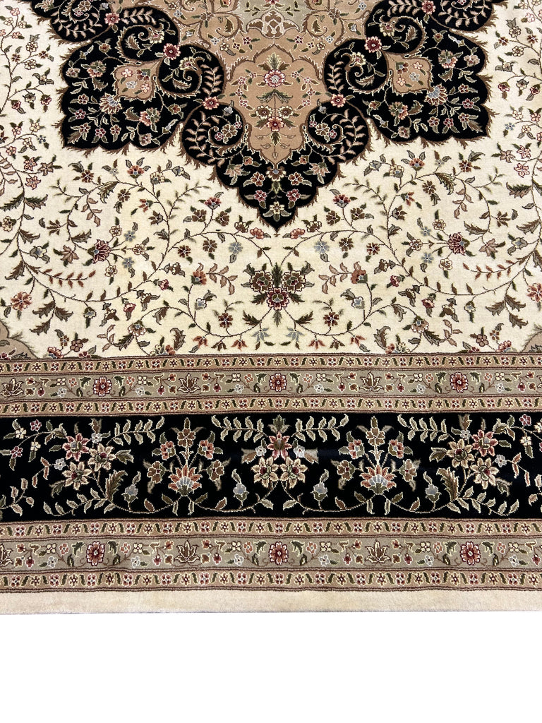 12.5 x 18 Large Ivory Silk & Wool Tabriz Rug 5844