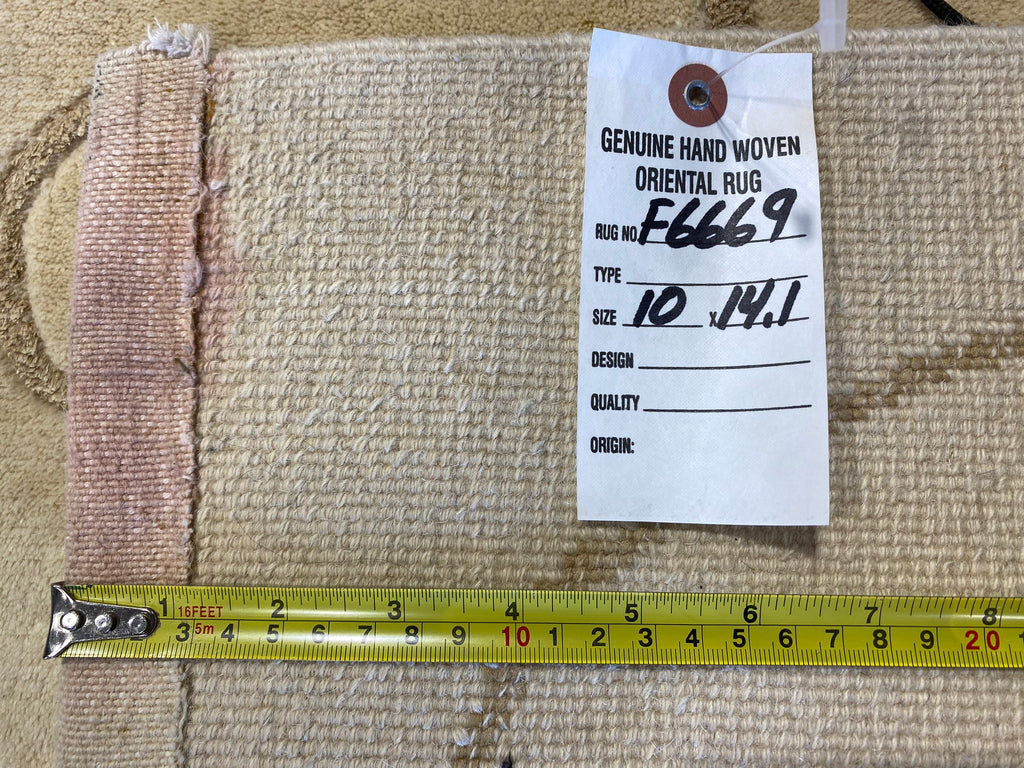 10 x 14.1 Modern Carpet Wool and Silk Quality Wool Handmade Contemporary Nepali Rug #F-6669