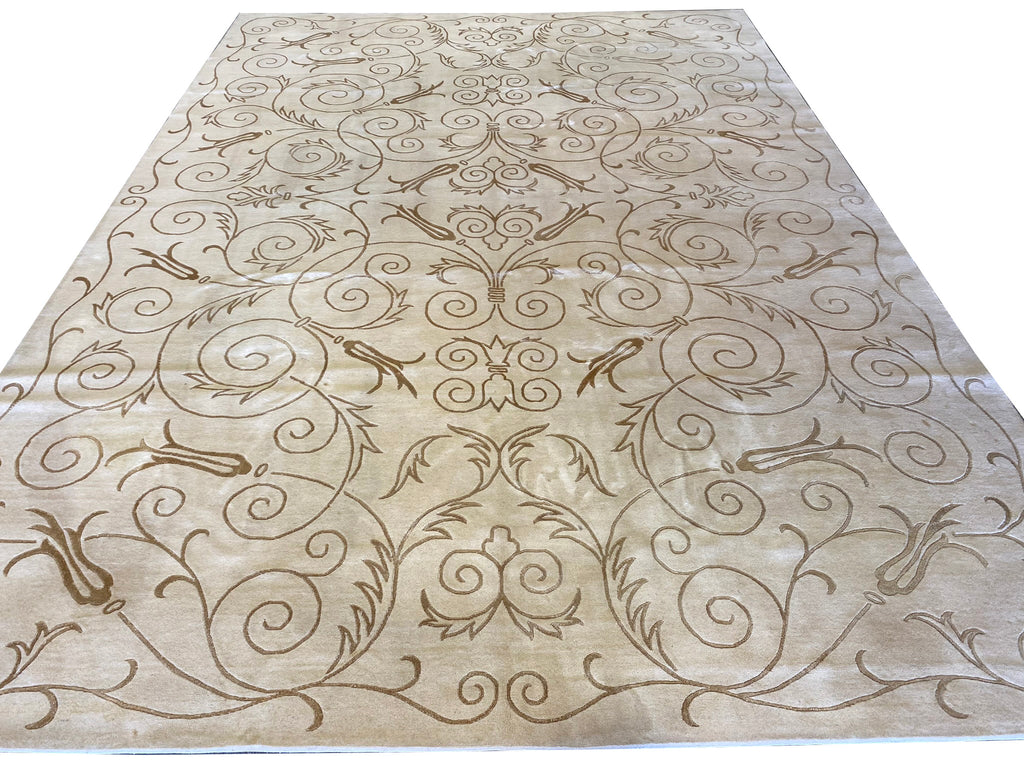 10 x 14.1 Modern Carpet Wool and Silk Quality Wool Handmade Contemporary Nepali Rug #F-6669