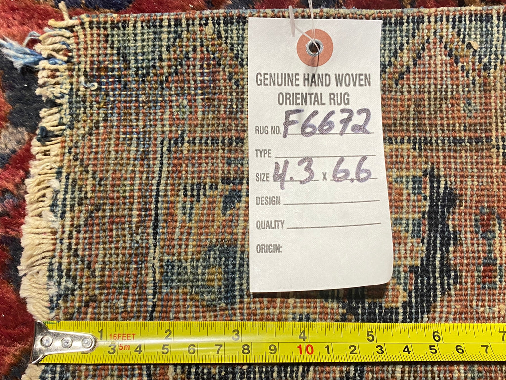 4.3 x 6.6 Antique Persian Sarouk Rug 1930's #F-6672