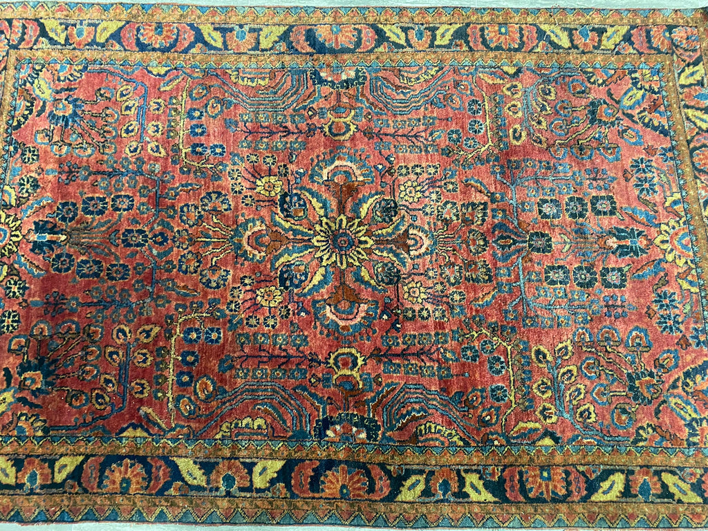 4.3 x 6.6 Antique Persian Sarouk Rug 1930's #F-6672