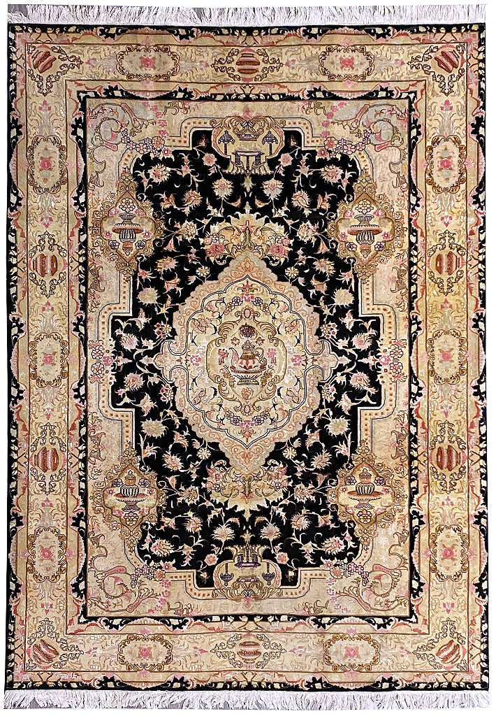 6.9 x 9.11 Black Super Fine Weave Rug 53133