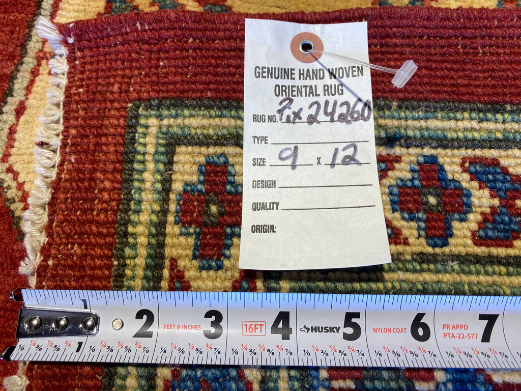 9 x 12 Super Kazak Silky Quality Wool Handmade Afghan  Rug  #PIX-24260