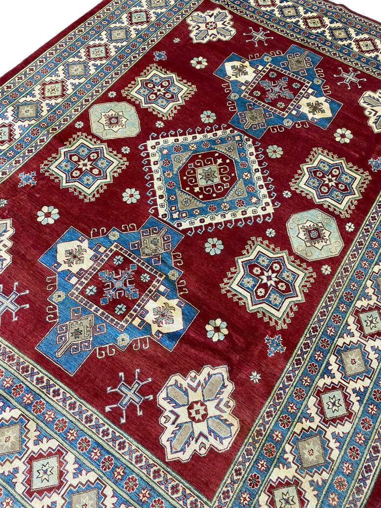 9 x 12 Super Kazak Silky Quality Wool Handmade Afghan  Rug  #PIX-24260