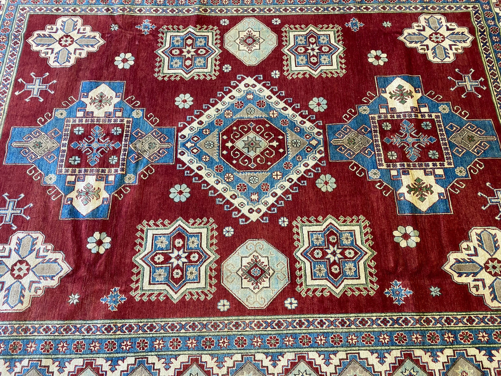 9 x 12 Super Kazak Silky Quality Wool Handmade Afghan  Rug  #PIX-24260