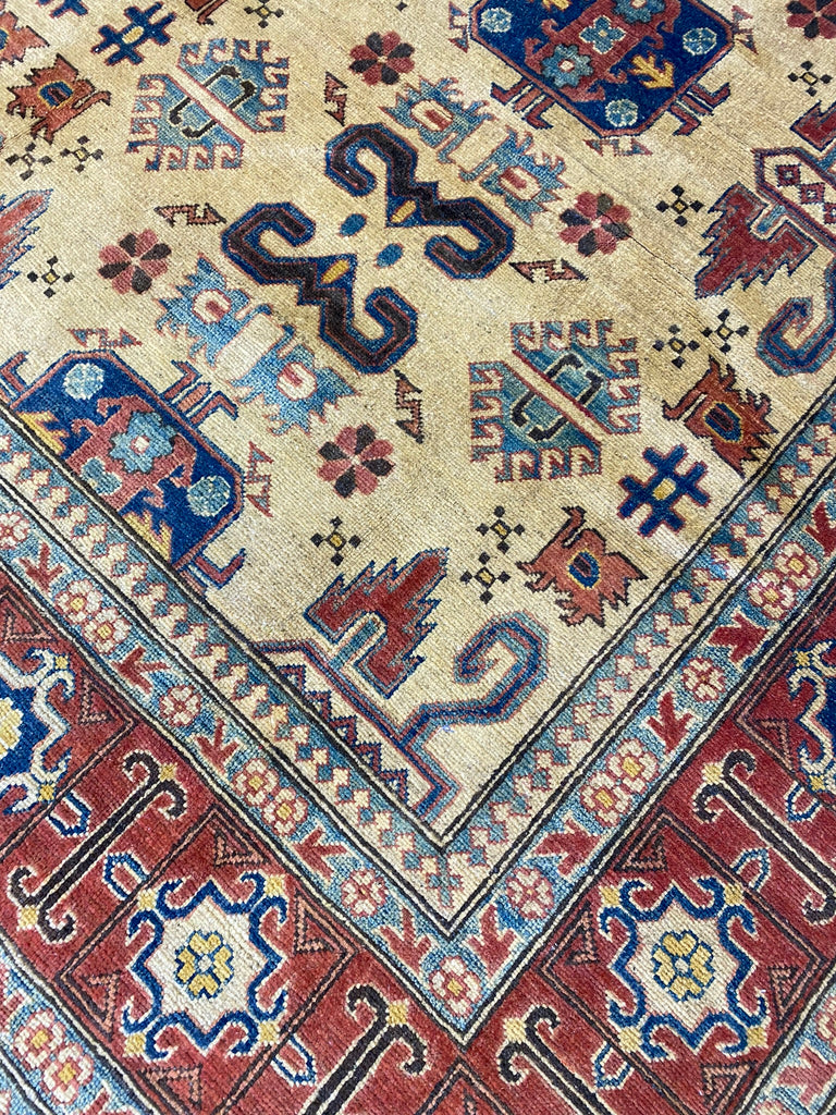 8 x 14 Afghan Handmade Wool Kazak Rug #PIX-19961