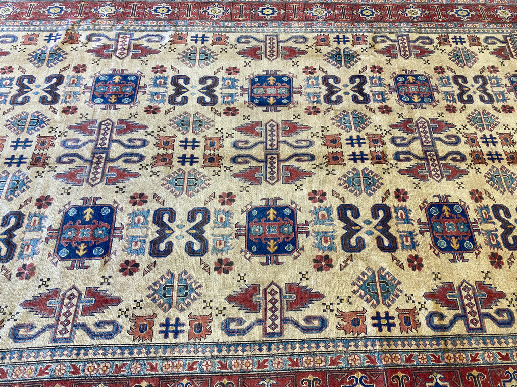 8 x 14 Afghan Handmade Wool Kazak Rug #PIX-19961