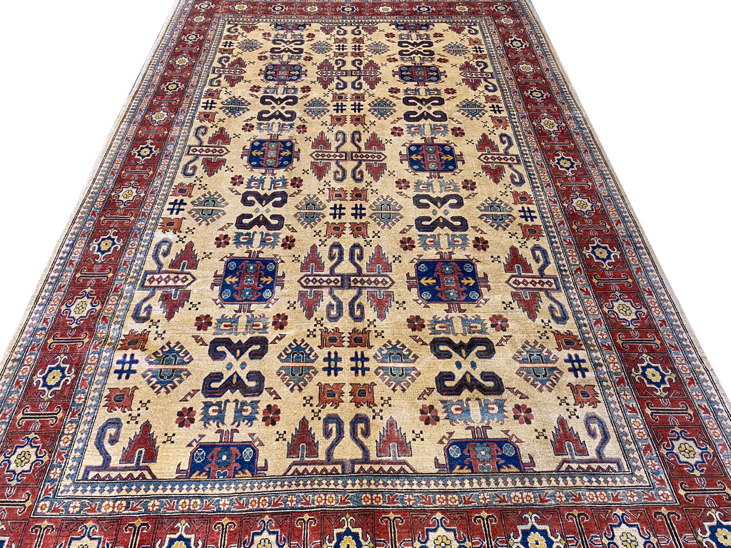 8' x 14' Afghan-Handmade-Wool-Kazak-Rug.jpg