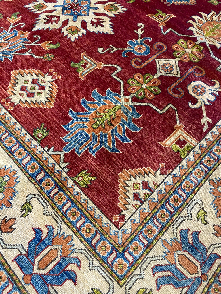 9 x 12.5 SUPER Handmade Fine Silky Wool Kazak Rug #PIX-24382