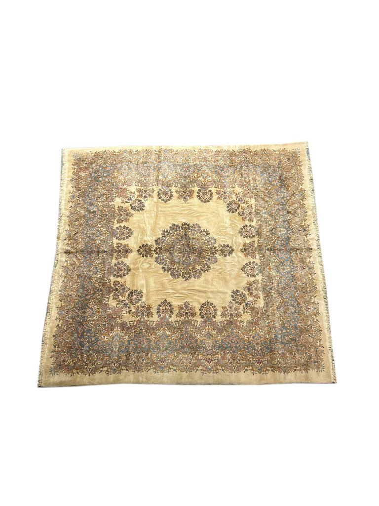 11.5 x 11.8 Ivory SQUARE Authentic Persian Craftsmanship Kerman Rug 23666
