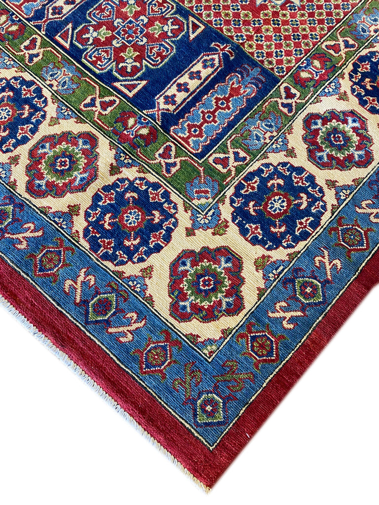 8.10 x 12.7 Fine Quality handmade Wool Super Kazak Afghan Mamlook Rug  #PIX-26837