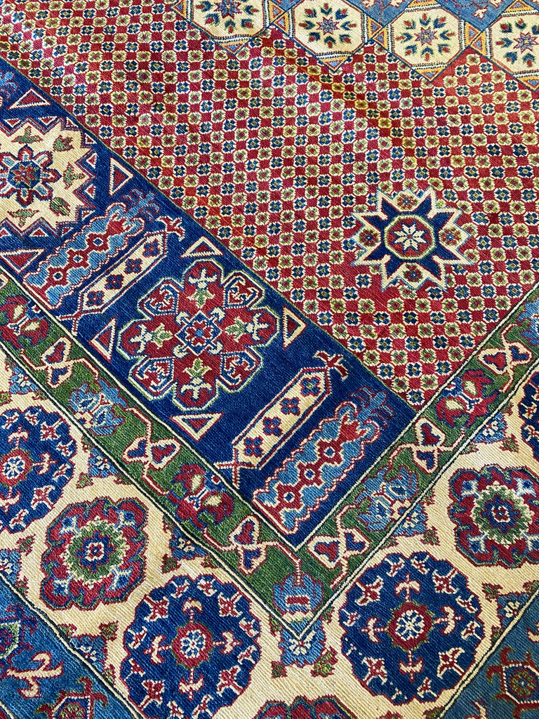 8.10 x 12.7 Fine Quality handmade Wool Super Kazak Afghan Mamlook Rug  #PIX-26837