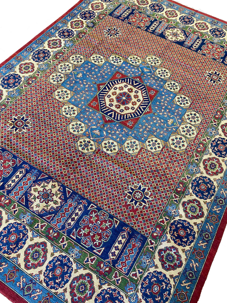 8.10 x 12.7 Fine Quality handmade Wool Super Kazak Afghan Mamlook Rug  #PIX-26837