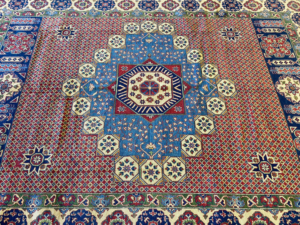 8.10 x 12.7 Fine Quality handmade Wool Super Kazak Afghan Mamlook Rug  #PIX-26837