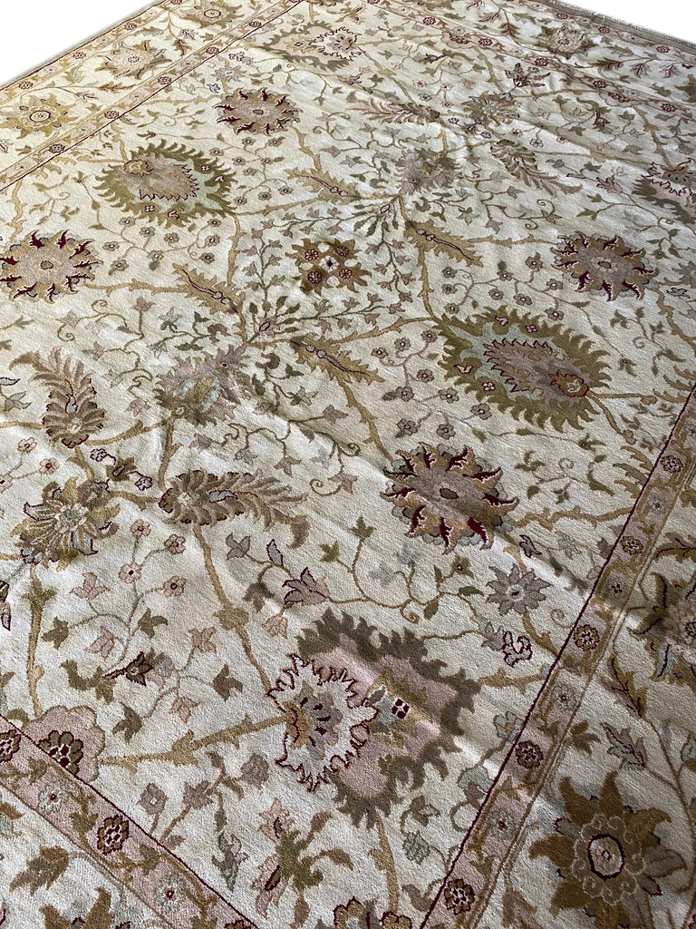 12 x 15.4 Ivory Oushak Mahal New Wool Rug 2339